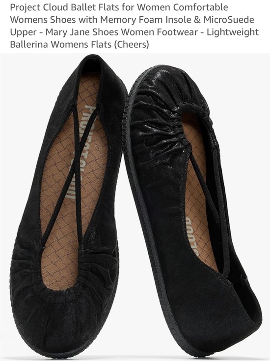 Project Cloud Shoes - Project Cloud Women’s Black Micro-suede Ballet Flats with Mary Jane Strap